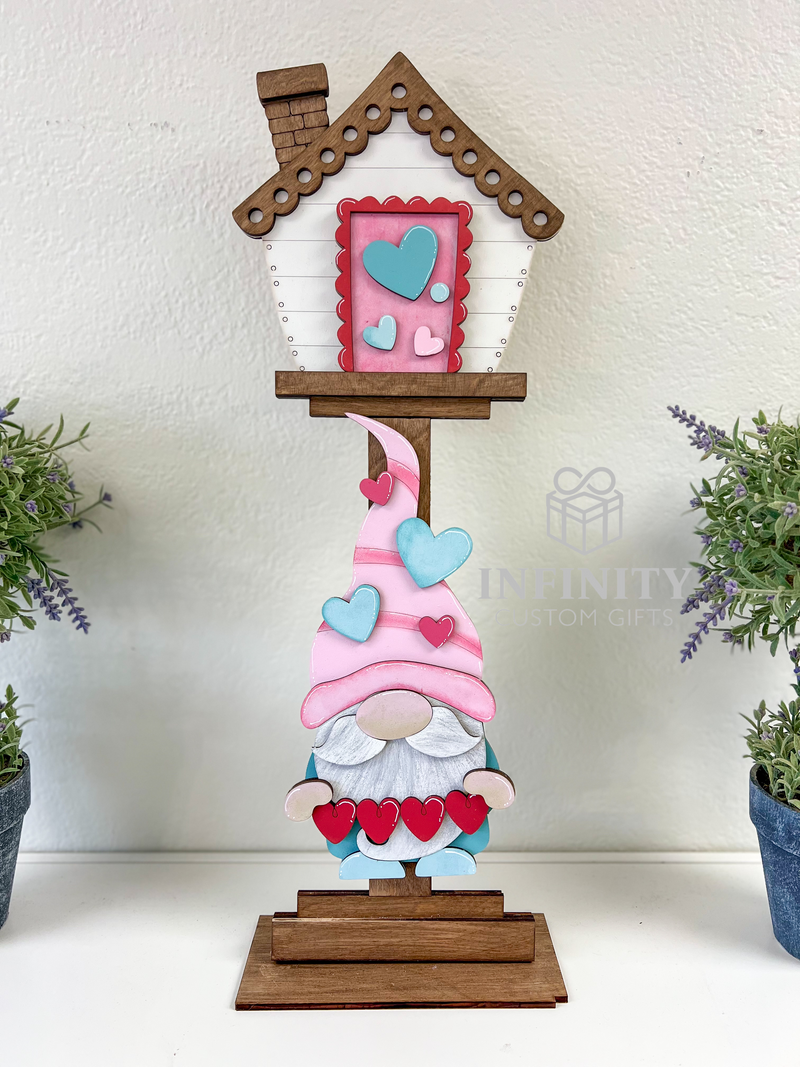 Valentine Gnome for the Birdhouse Interchangeable Attachments